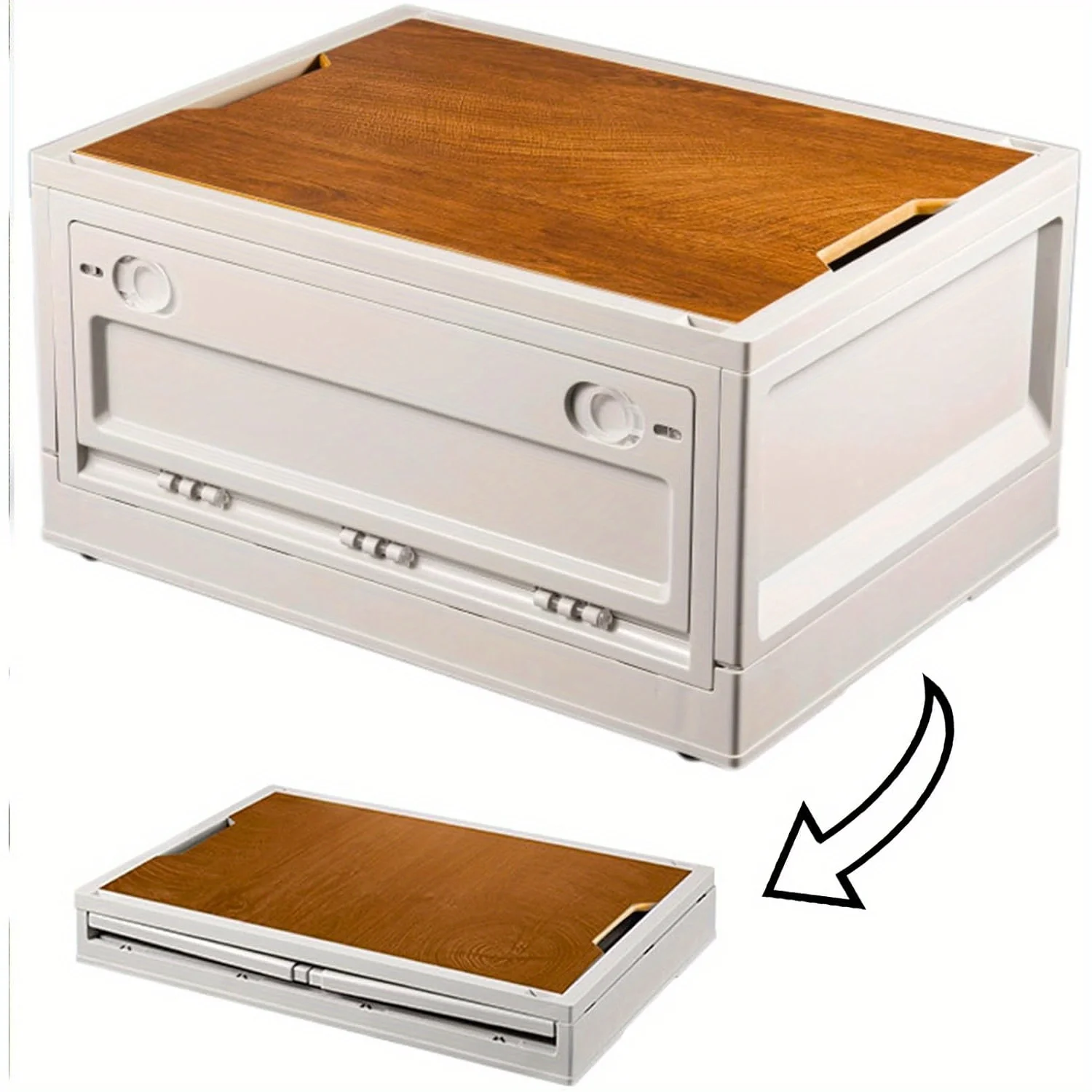 Lidded Home Storage Organizers, 37L Folding Storage Camping Box With Wood Lid, Large-capacity Collapsible Storage Bin With Wheel
Lidded Home Storage Organizers, 37L Folding Storage Camping Box With Wood Lid, Large-capacity Collapsible Storage Bin With Wheel