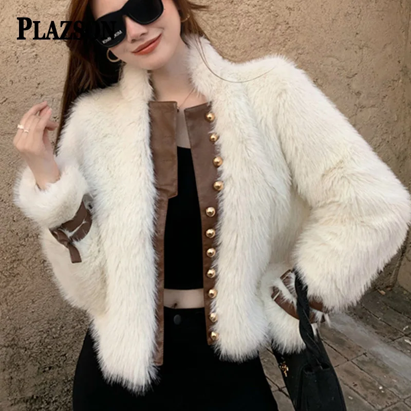 

PLAZSON abrigo casaco Imitation Fox Fur Coat Jacket Women's 2023 Autumn Winter New Fur Outwear Integrated Fuax Fur Coats Tops