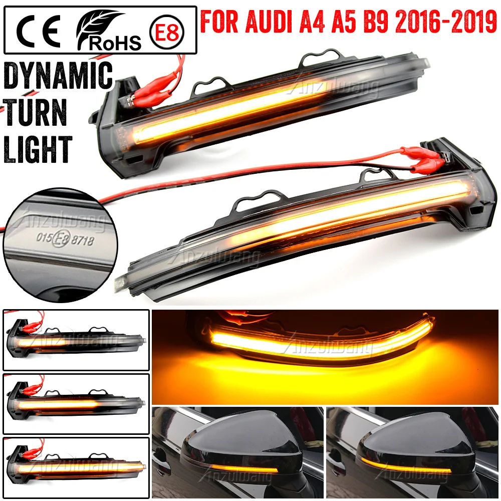 

2 pcs Dynamic Turn Signal LED Light Side Mirror Indicator Sequential Blinker For Audi A4 S4 RS4 B9 2016 2017 2018-2019 A5 S5 RS5