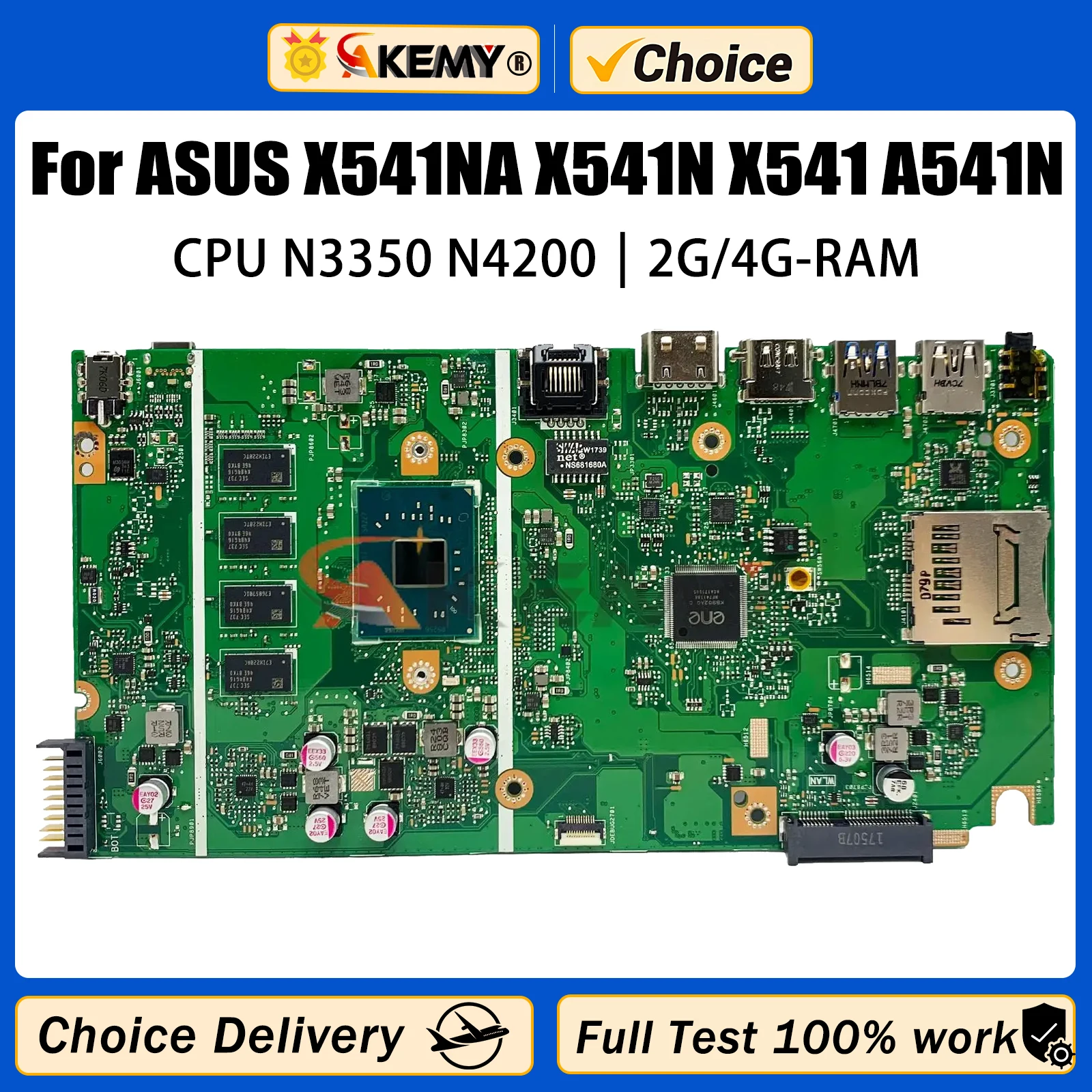 AKEMY X541NA Mainboard For ASUS VivoBook X541N X541 A541N Laptop Motherboard 2GB 4GB RAM N3350 N3450 N4200 CPU Notebook Mainboar
AKEMY X541NA Mainboard For ASUS VivoBook X541N X541 A541N Laptop Motherboard 2GB 4GB RAM N3350 N3450 N4200 CPU Notebook Mainboar