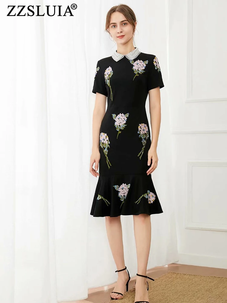 ZZSLUIA Elegant Dresses For Women Embroidery Hot Drilling Designer Silm Trumpet Dress Fashion Short Sleeve Ruffles Hem Dresses
ZZSLUIA Elegant Dresses For Women Embroidery Hot Drilling Designer Silm Trumpet Dress Fashion Short Sleeve Ruffles Hem Dresses