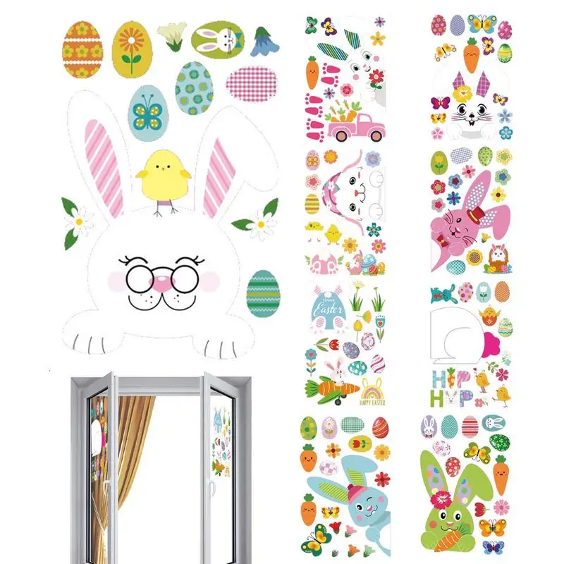 

Easter Clings For Glass Windows Double Sided Easter Wall Decals Bunny Window Clings Happy Easter Glass Stickers 9pcs Decorative