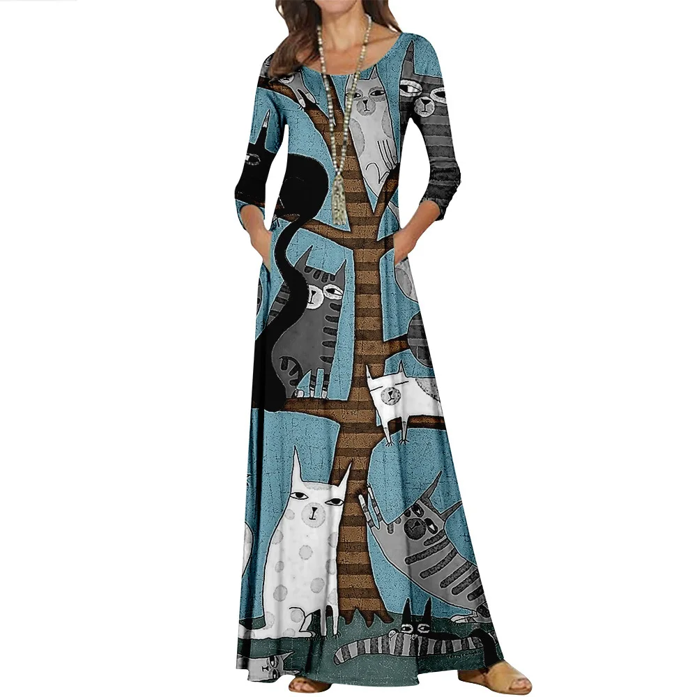 Women Vintage Print Round Neck Dress Autumn Long Sleeve Robe Spring Fashion Streetwear Long Dresses
Women Vintage Print Round Neck Dress Autumn Long Sleeve Robe Spring Fashion Streetwear Long Dresses