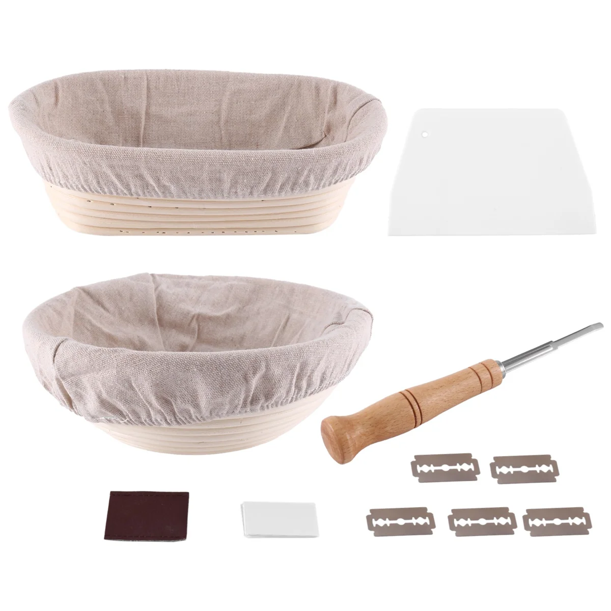 Proofing Basket 2-10 Inch Oval, and 9 Inch Round+Premium Bread Lame and Slashing, the perfect Baking Bowl
Proofing Basket 2-10 Inch Oval, and 9 Inch Round+Premium Bread Lame and Slashing, the perfect Baking Bowl