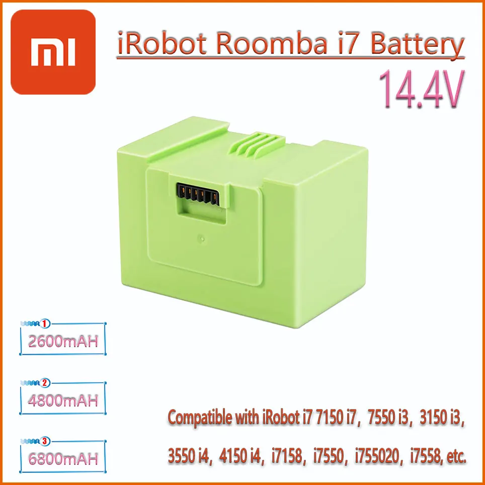 

Сменный аккумулятор 2600 мАч 14,4 В i7 для iRobot Roomba e и i Series i7 + e5 7150 7550 i3 3150 i3 + 3550 i4 4150 i4 + 4624864