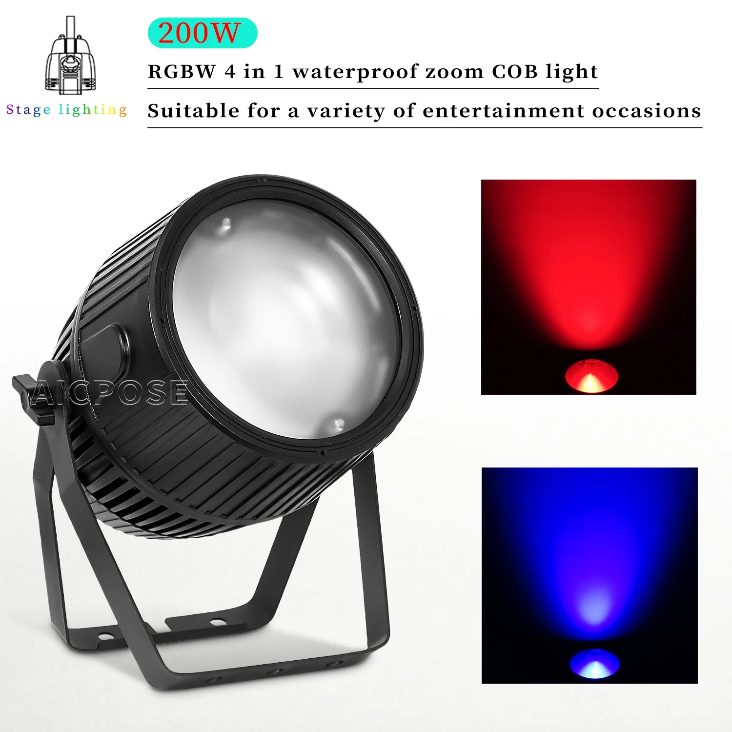 200W COB Spectator Lights RGBW 4-in-1 LED Waterproof Zoom Spotlight Cool White Warm White Stage Lights DJ Disco Equipment
200W COB Spectator Lights RGBW 4-in-1 LED Waterproof Zoom Spotlight Cool White Warm White Stage Lights DJ Disco Equipment