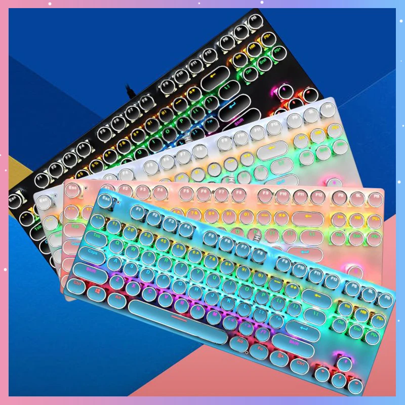

87-keys Wired mechanical keyboard punk keycap RGB Backlight blue switch game Office Keyboard Computer Peripherals wholesale gift