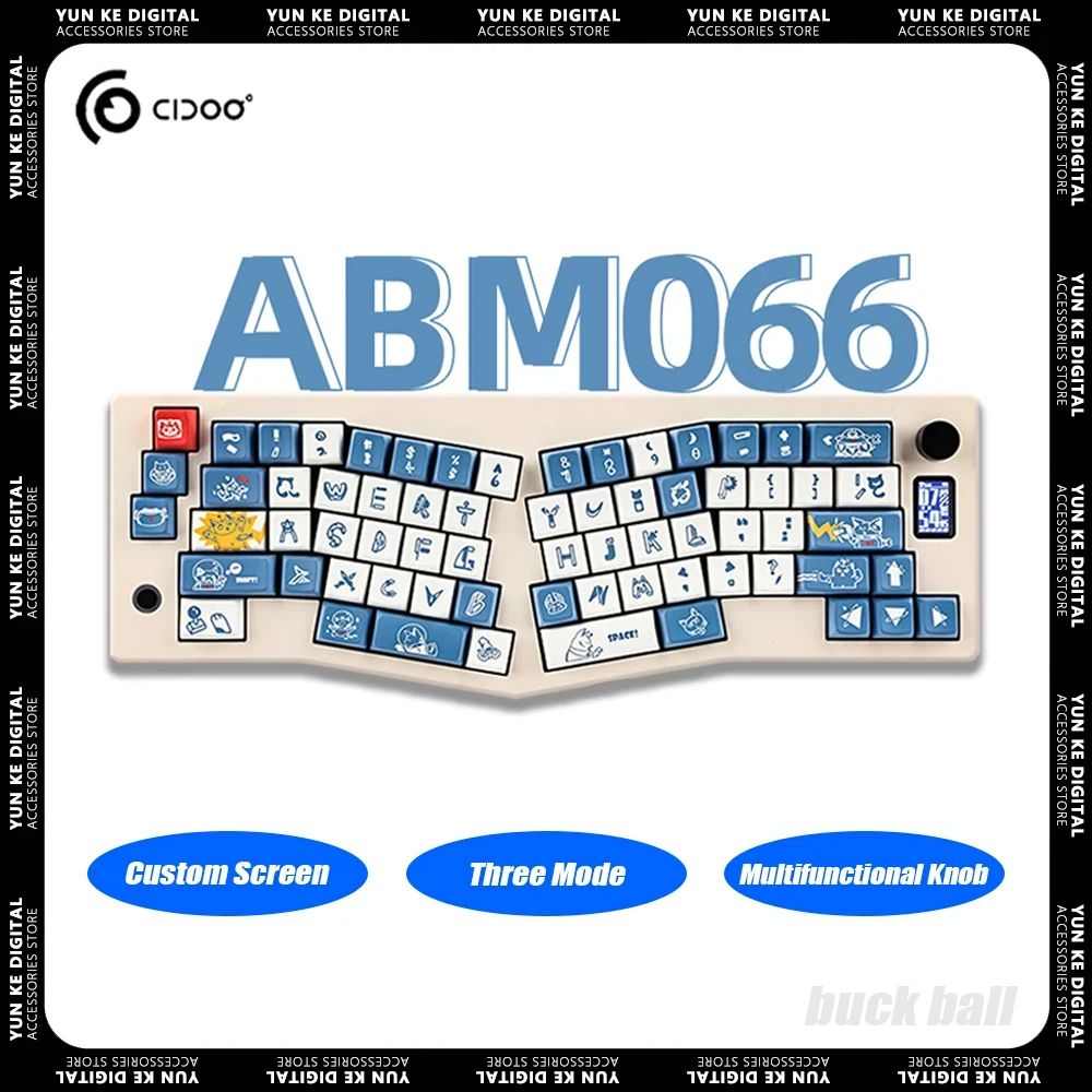 

Cidoo ABM066 Alice Mechanical Keyboard Multifunctional Knob Custom Screen Three Mode Wireless Gaming Keyboard Gasket RGB VIA Mac