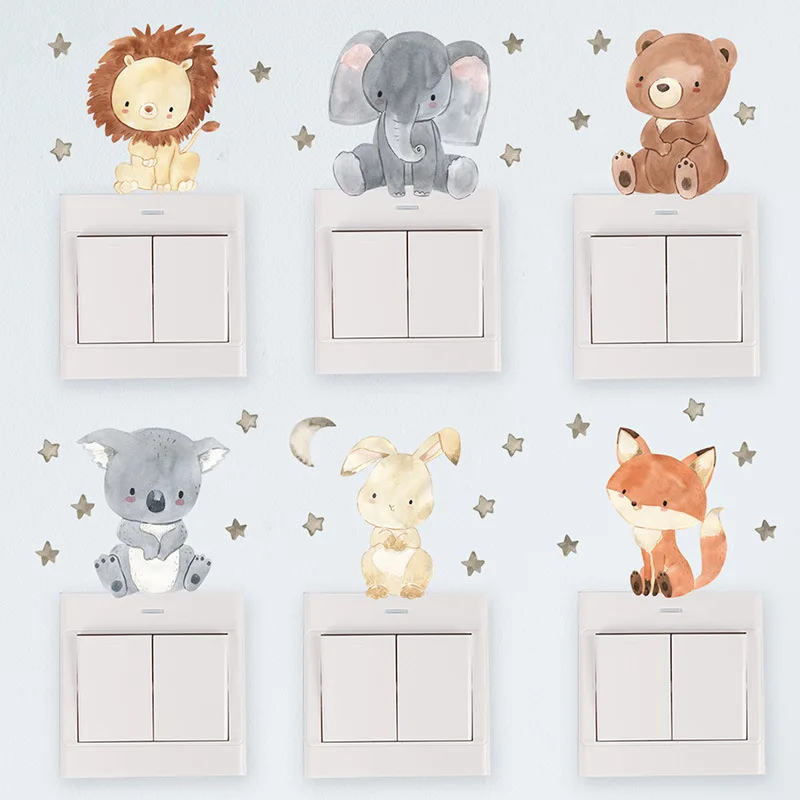 6pcs/lot Cartoon Switch Stickers Cute Elephant Panda Rabbits Power Socket Stickers Kids Room Wall Sticker Baby Room Wall Decals
6pcs/lot Cartoon Switch Stickers Cute Elephant Panda Rabbits Power Socket Stickers Kids Room Wall Sticker Baby Room Wall Decals