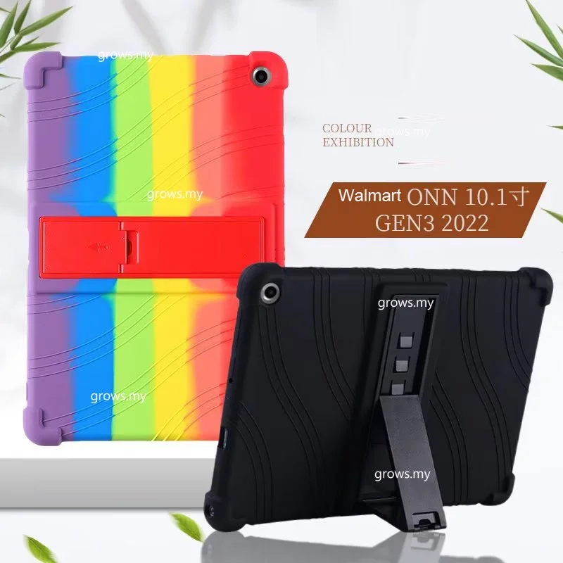 

For Walmart ONN 10.1 Inch Tablet Case Gen 3 2022 Model:100071485 Shockproof Soft Silicone Thicken Kids Cover Ajustable Stand