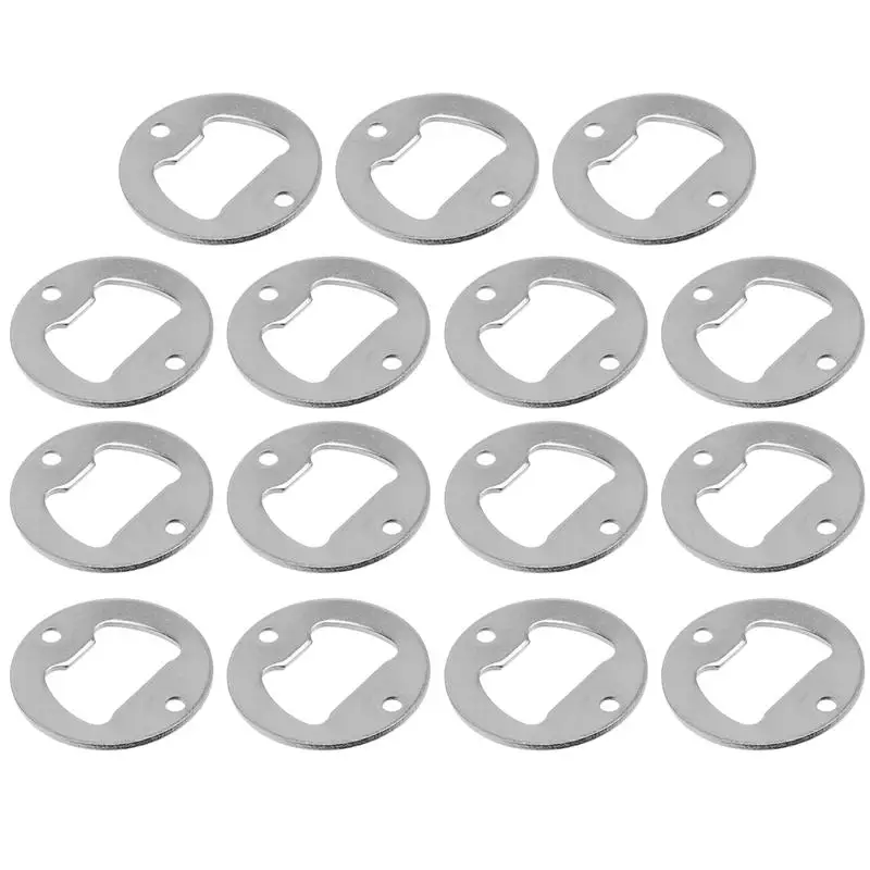 

15Pcs Round Metal Strong Polished Bottle Opener Insert Parts Beer Bottle Opener Silver