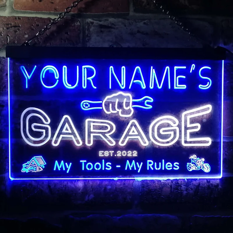 Custom Neon Sign Your Name Est Year Themed Garage Dual Color LED Neon Light For Tool Room Wall Decoration Hanging Light
Custom Neon Sign Your Name Est Year Themed Garage Dual Color LED Neon Light For Tool Room Wall Decoration Hanging Light