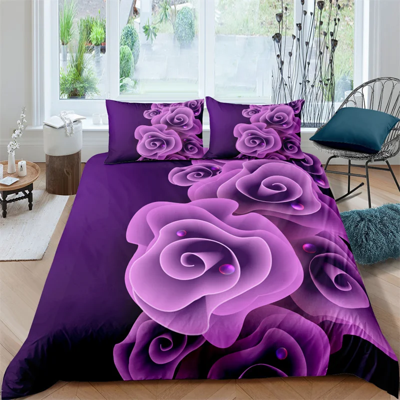 Home Textile Luxury 3D Purple Rose Flower Print 2/3Pcs Duvet Cover Pillowcase Bedding Set Single Queen and King AU/EU/US Size
Home Textile Luxury 3D Purple Rose Flower Print 2/3Pcs Duvet Cover Pillowcase Bedding Set Single Queen and King AU/EU/US Size