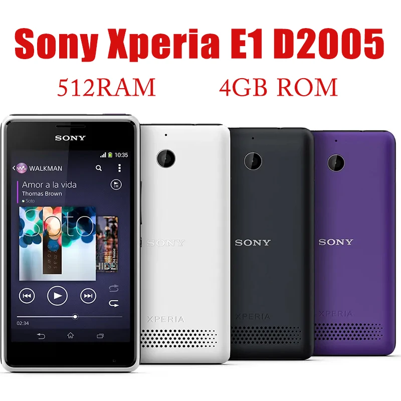 

Sony Xperia E1 D2005 3G Bar Mobile 4.0'' 512RAM 4GB ROM Cell Phone 3MP WiFi GPS Dual-Core Android Original Unlocked Smartphone