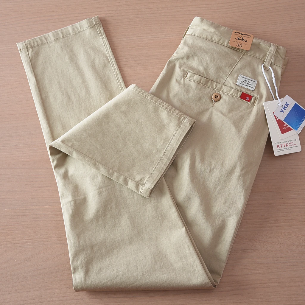 2025 Summer New American Retro Thin Micro Elasticity Casual Pants Men's Simple 97% Cotton Slim CHINO Business Straight Trousers 43 S20e17291bc694208a03690745edbe375j
