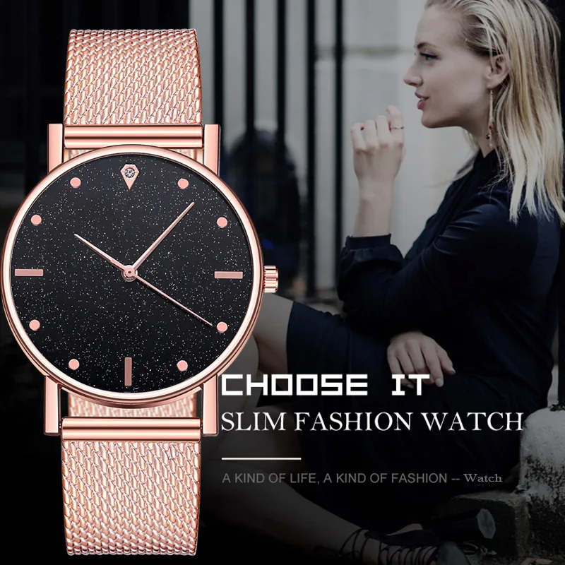 

Starry Sky Women's Watch Silicone Mesh Watch Quartz Women Fashion Wristwatches Stainless Steel Dial Casual Bracelet Reloj Mujer