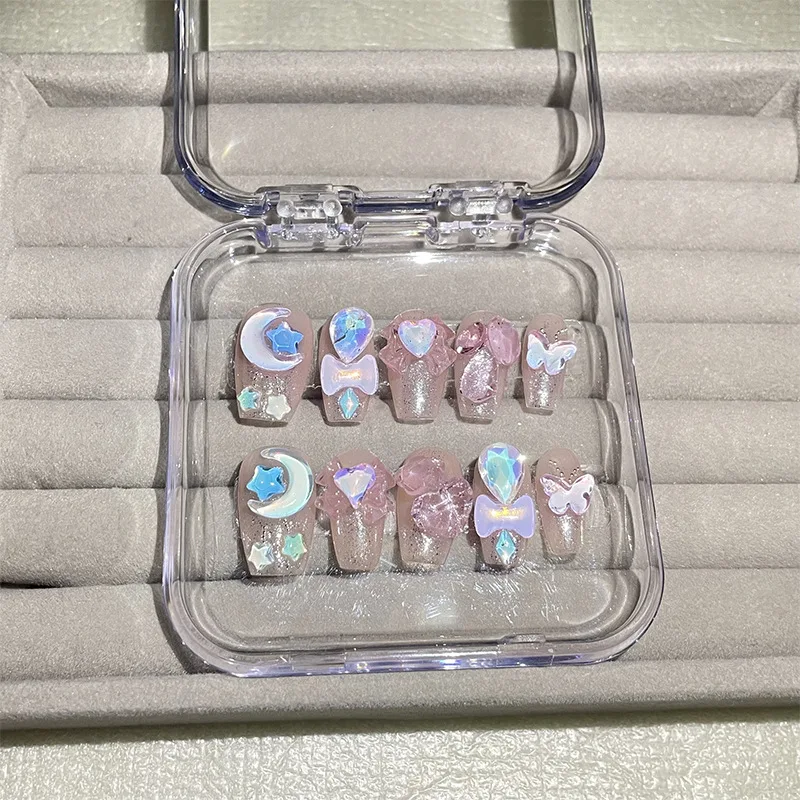 Emmabeauty New Ice Transparent Star Moon Rhinestone Heart Dreamy Party Pure Handmade Press On Nails Removable.No.EM29120
Emmabeauty New Ice Transparent Star Moon Rhinestone Heart Dreamy Party Pure Handmade Press On Nails Removable.No.EM29120