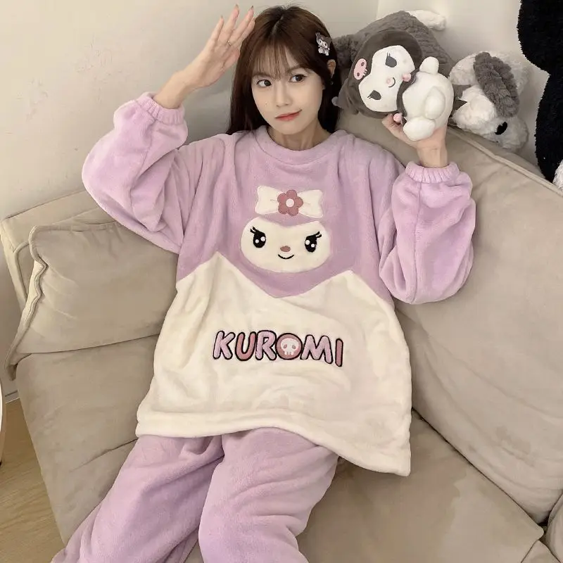 Kawaii Sanrios Pajamas Woman Anime Cartoon Kuromi Cinnamoroll Pochacco Autumn Winter Coral Fleece Warm Padded Loungewear Set New
Kawaii Sanrios Pajamas Woman Anime Cartoon Kuromi Cinnamoroll Pochacco Autumn Winter Coral Fleece Warm Padded Loungewear Set New
