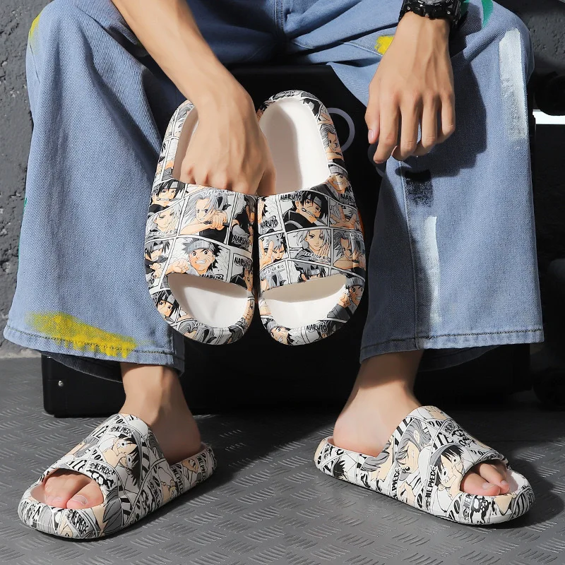 

Naruto Anime Uchiha Itachi Akatsuki Slippers Fashion Trend Slipper Home Indoor Thick Bottom Non-Slip Comfortable Couple Slipper