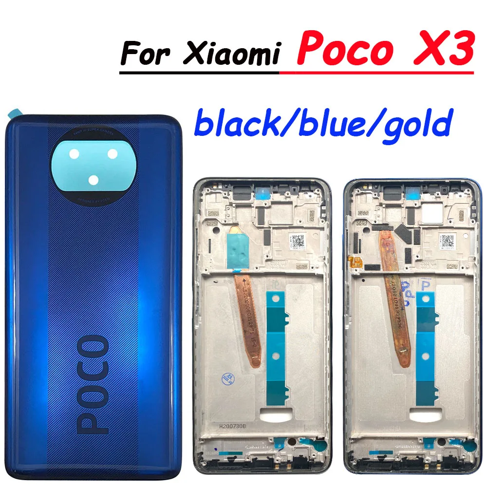 

Новый Полный ремонт корпуса для Xiaomi Poco X3 NFC средняя рамка пластина Корпус Корпуса с боковым ключом + крышка аккумулятора