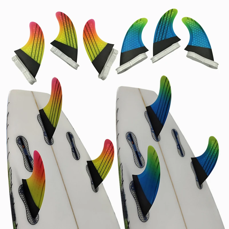 

M/L Tri Fins(3 Base) Thruster Surfboard Fins Honeycomb Carbon Fiberglass Surfing G5/G7 Fins For Fish,Shortboard Quilha Surf Fins