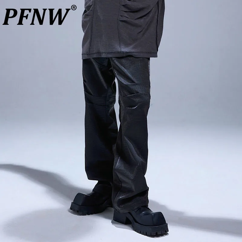PFNW Original Deisgn Men's Spliced Casual Pants Pul Leather Male Wide Leg Straight Trousers Solid Colro High Street New 28A3495
PFNW Original Deisgn Men's Spliced Casual Pants Pul Leather Male Wide Leg Straight Trousers Solid Colro High Street New 28A3495