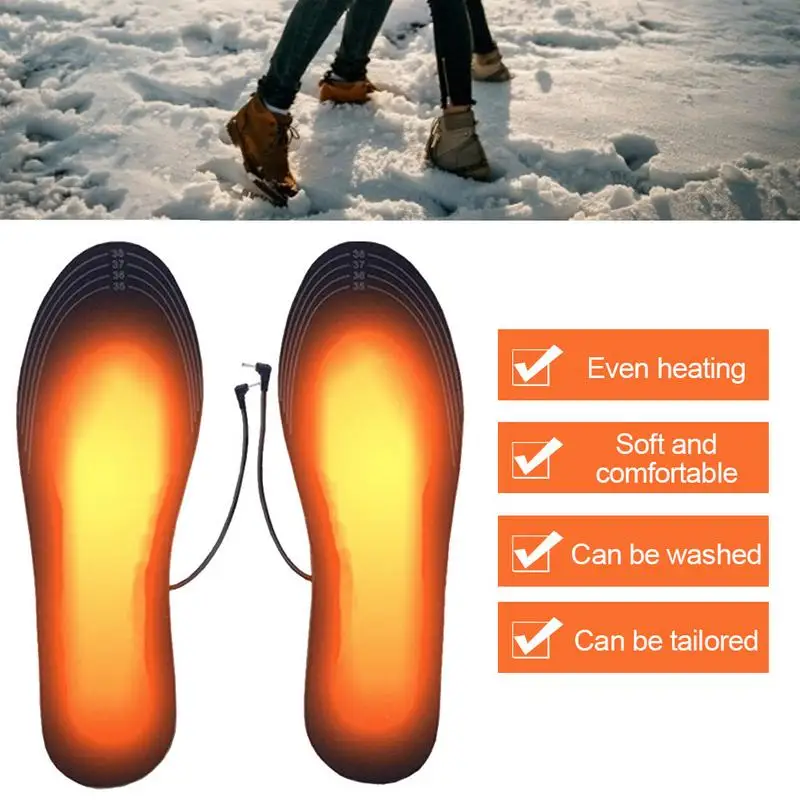 

USB Heated Shoe Insoles Electric Rechargeable Foot Warming Pad Soft Feet Warmer Sock Pad Mat Winter Outdoor Heating Insoles
