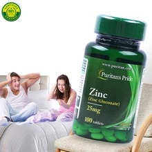 

US Puritan's Pride Chelated Zinc Zinc Gluconate Zinc Tablets 25mg 100 Tablets Adult Zinc Supplement Men