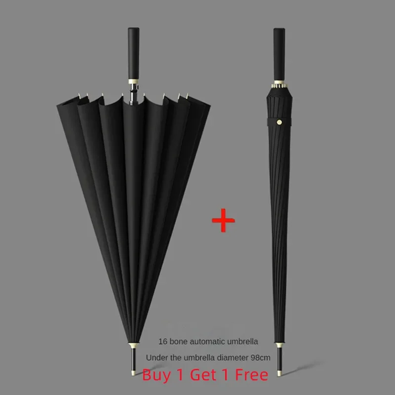 

Автоматический зонт с длинной ручкой, простой усиленный деловой аксессуар, 16 костей, для мужчин и женщин, подарок на день рождения