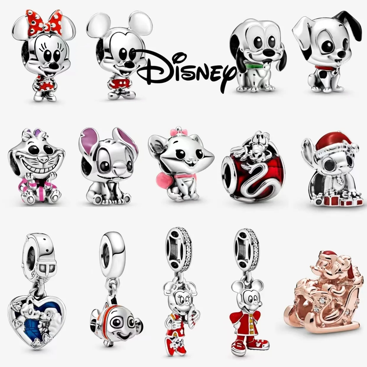 

new 100% 925 sterling silver disney charm of silver 925 Chain Beaded Suitable For Ladies Original Pando Bracelet DIY Jewelry