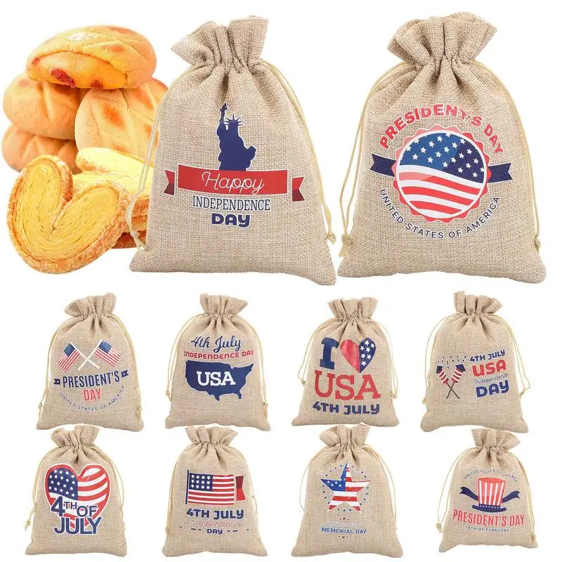 Patriotic Drawstring Burlap Bags Independence Day Party Favors Bags 10pcs US Flag Bag Red Blue White Star Burlap Gift Bags 
Patriotic Drawstring Burlap Bags Independence Day Party Favors Bags 10pcs US Flag Bag Red Blue White Star Burlap Gift Bags