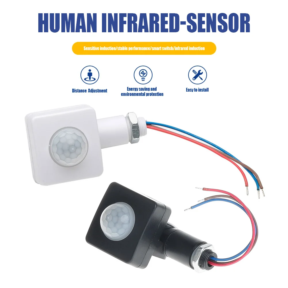 

AC85-265V PIR Motion Sensor Switch Human Body Motion Detector Switch Sensitivity Delay Adjustable for Corridor Warehouse