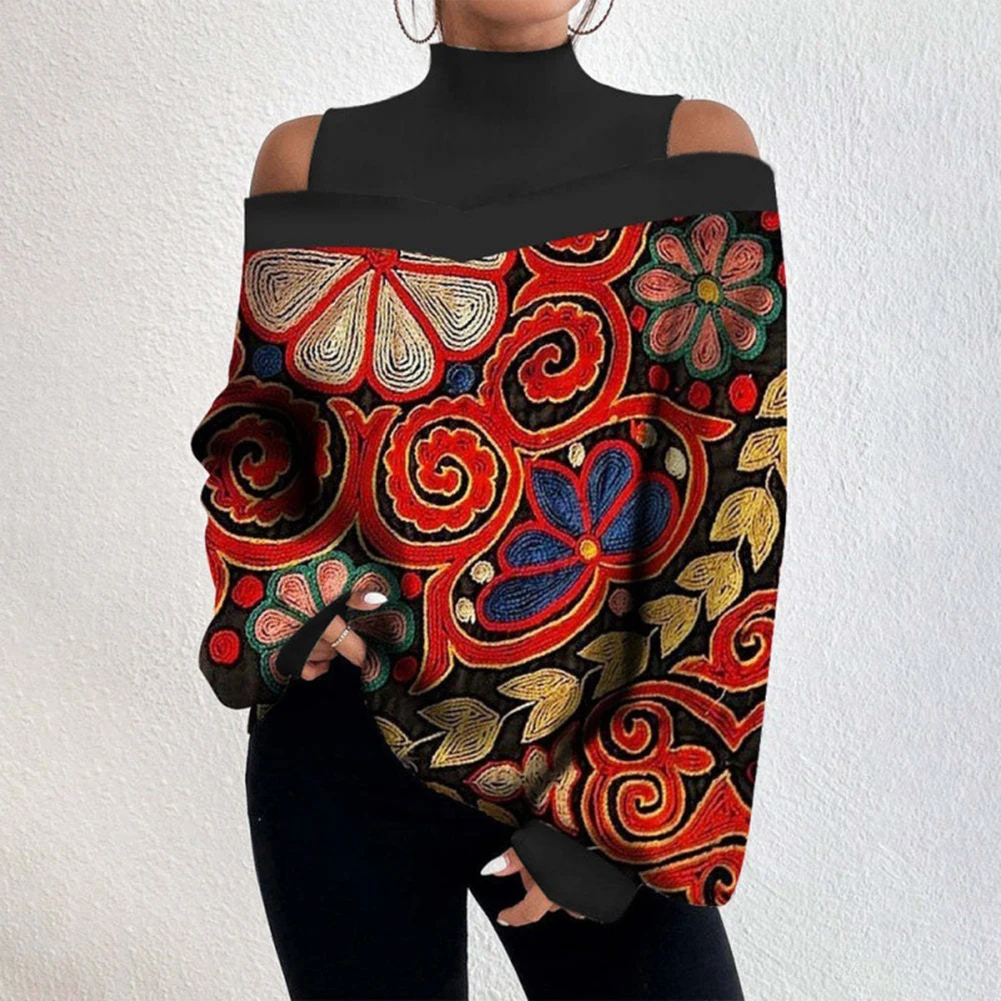 Women Spring Autumn Irregular Print Off Shoulder High O-Neck Top Loose Lantern Long Sleeve Pullover Fashion T-shirt For Women
Women Spring Autumn Irregular Print Off Shoulder High O-Neck Top Loose Lantern Long Sleeve Pullover Fashion T-shirt For Women