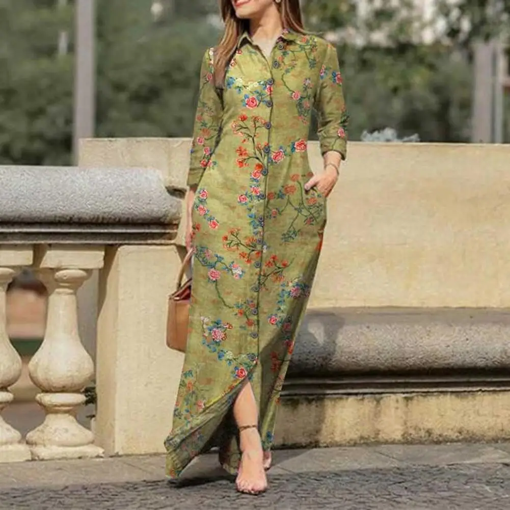 Lapel Long Sleeve Pockets Maxi Dress Autumn Winter Classic Floral Print Single Breasted Shirt Dress Streetwear Vestido Femme
Lapel Long Sleeve Pockets Maxi Dress Autumn Winter Classic Floral Print Single Breasted Shirt Dress Streetwear Vestido Femme
