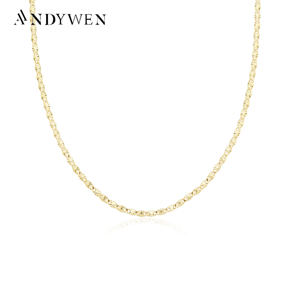 

ANDYWEN 2021 100% 925 Sterling Silver Gold Wove Locker Chain Choker 45cm Necklace Women Luxury Jewelry 2021 Wedding Gift