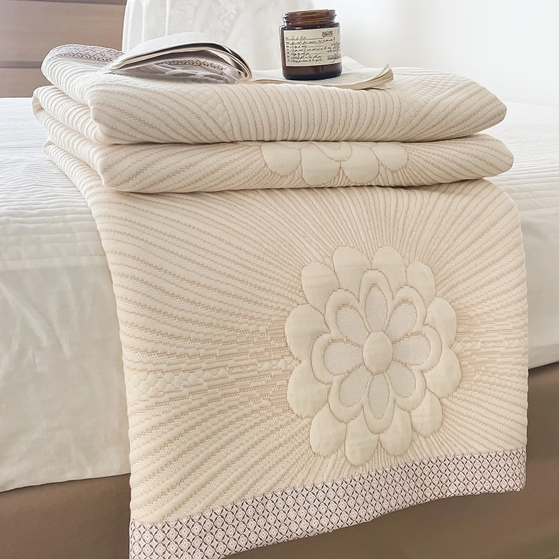 

Mugwort Gauze Simple Towel Quilt for Beds Summer Air Conditioning Blanket Knitted Jacquard Bedroom Nap Throw Blanket Bedspread
