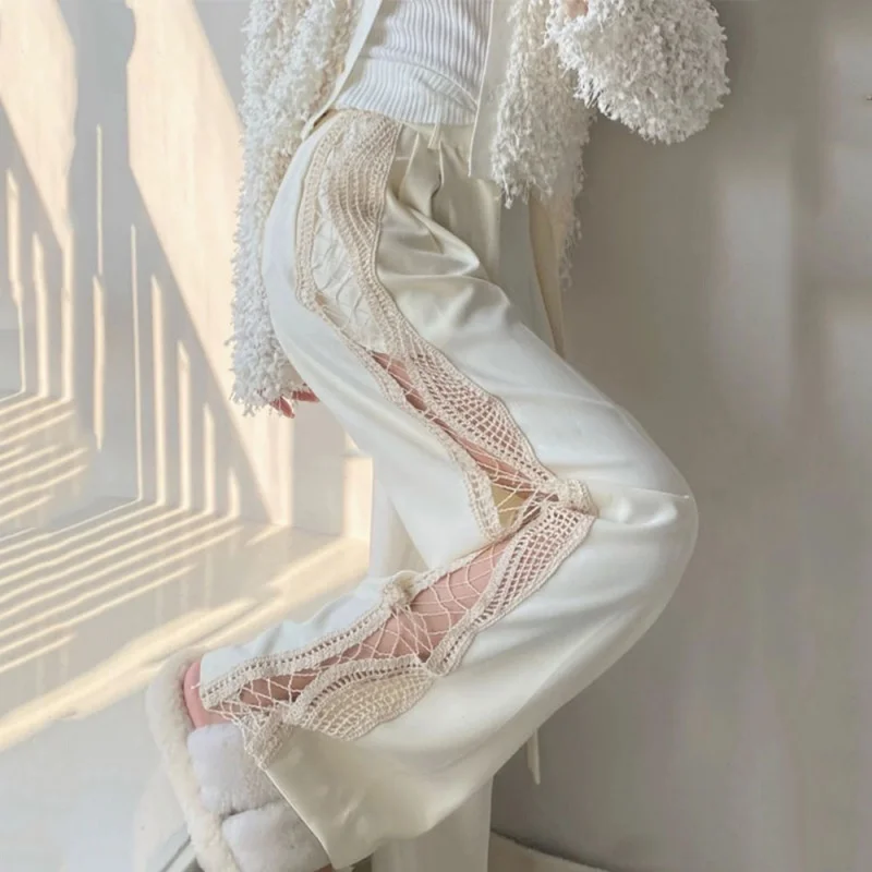 Casual Gothic Punk Streetwear Pants Women Harajuku Chic Trouser Summer White Lace Side Hollow High Waist Loose Straight Trousers
Casual Gothic Punk Streetwear Pants Women Harajuku Chic Trouser Summer White Lace Side Hollow High Waist Loose Straight Trousers
