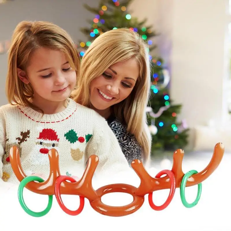 

Christmas Inflatable Reindeer Antler Ring Toss Game Antler Shape Balloon Toys For Kids Birthday Family Xmas Party Decor Supplies