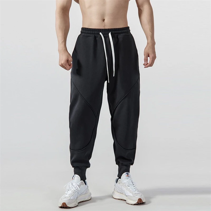 

Sports pants men's heavy spring and autumn loose bundle feet casual sweatpants plus fleece running training fitness pants gym