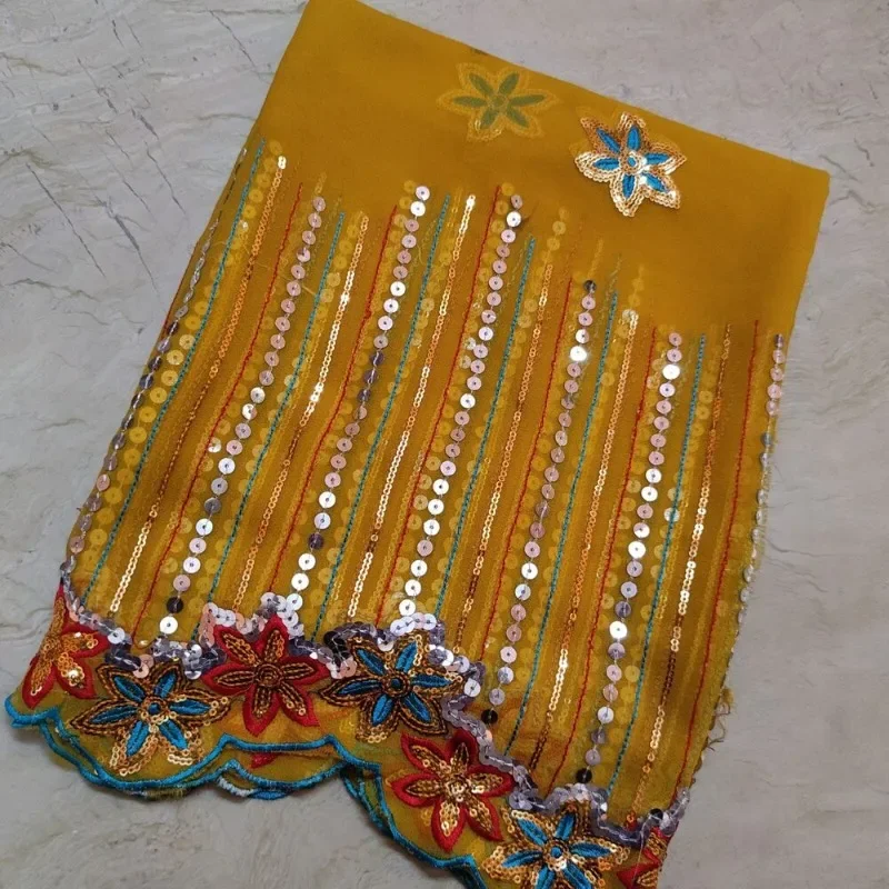 

Ethnic Sari Long Dupatta Scarf Beaded Sequins Embroidery Georgette Veil
