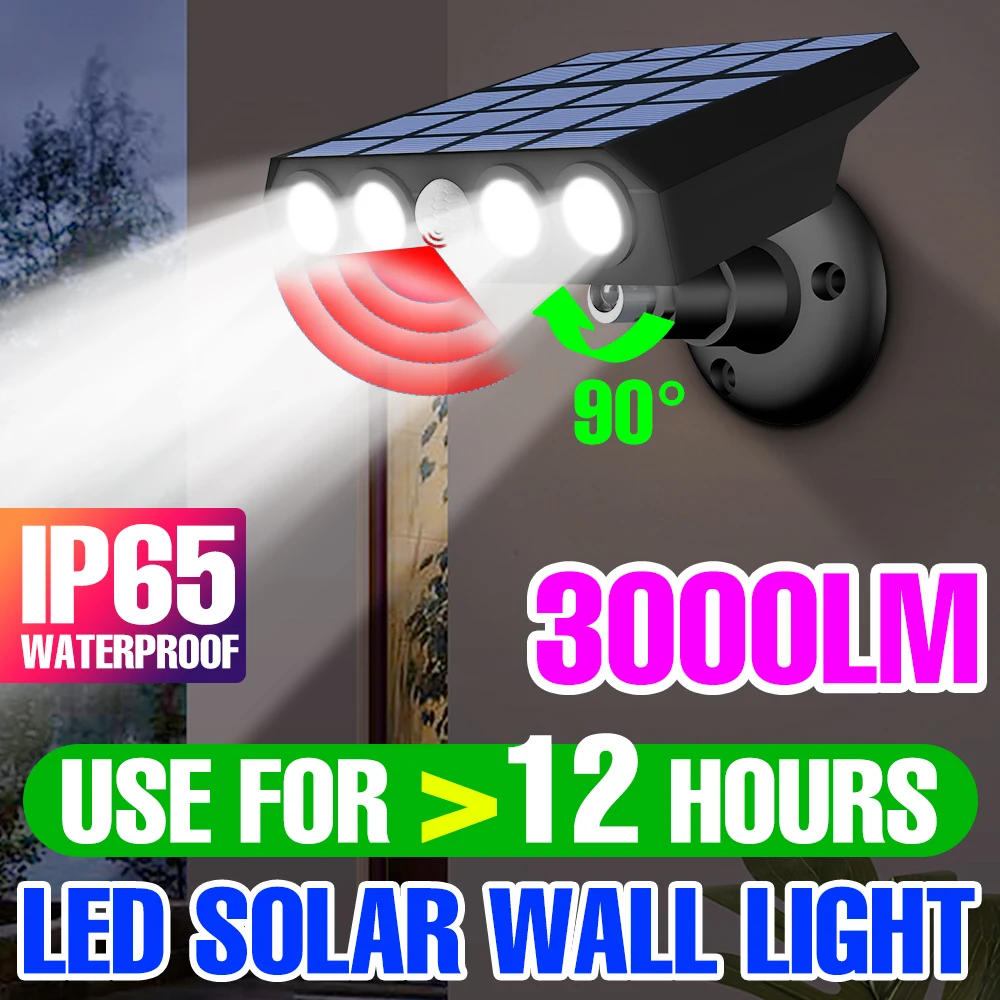 

IP65 LED Solar Street Lamp Waterproof Outdoor Garden Light Powered Sunlight PIR Motion Sensor Spotlight LED External Solar Light
