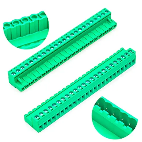5.08mm Male & Female 24 Pin Phoenix Connector No Soldering Green PCB Screw Terminal Block Connector (1Set 5.08MF-24Pin)
5.08mm Male & Female 24 Pin Phoenix Connector No Soldering Green PCB Screw Terminal Block Connector (1Set 5.08MF-24Pin)