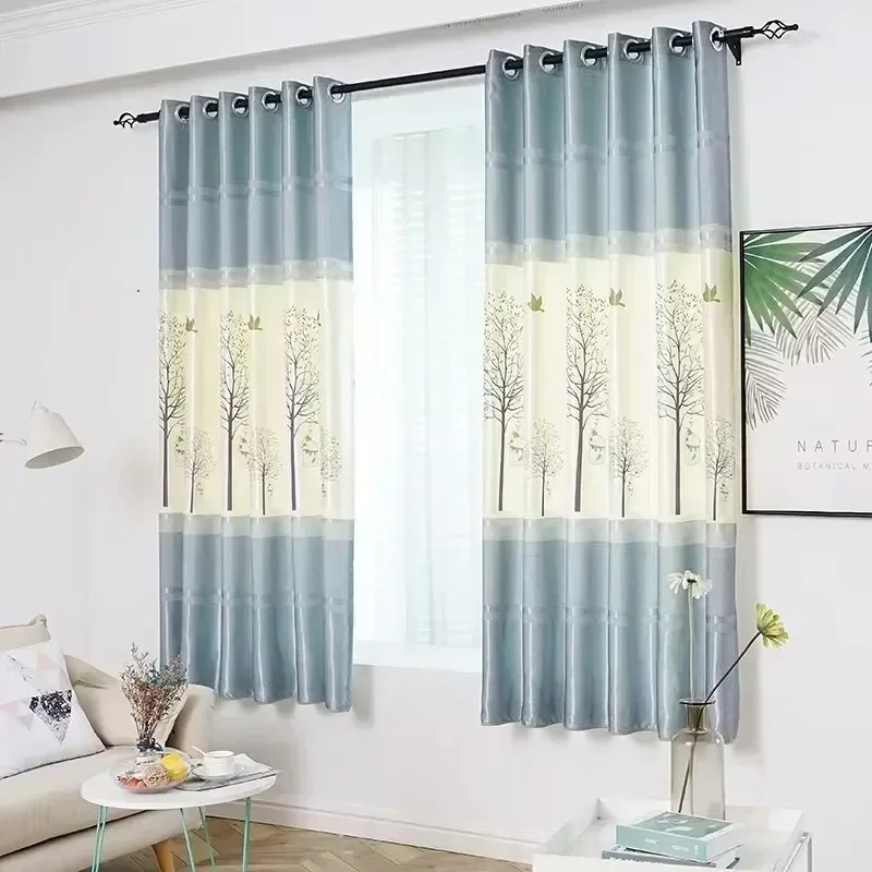 

4501-SB-Double Layer Full Blackout Curtains Solid Color Insulated Complete Blackout Draperies With