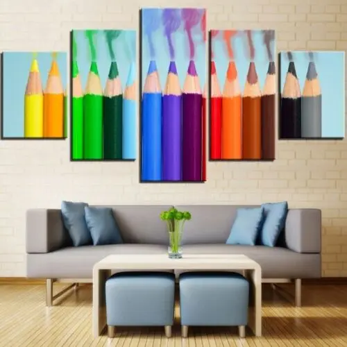 

5Pcs Coloured Pencil 5 Pieces Art Poster Home Decor No Framed Canvas Paintings HD Print Pictures Wall 5 Panel Room Decor Modern