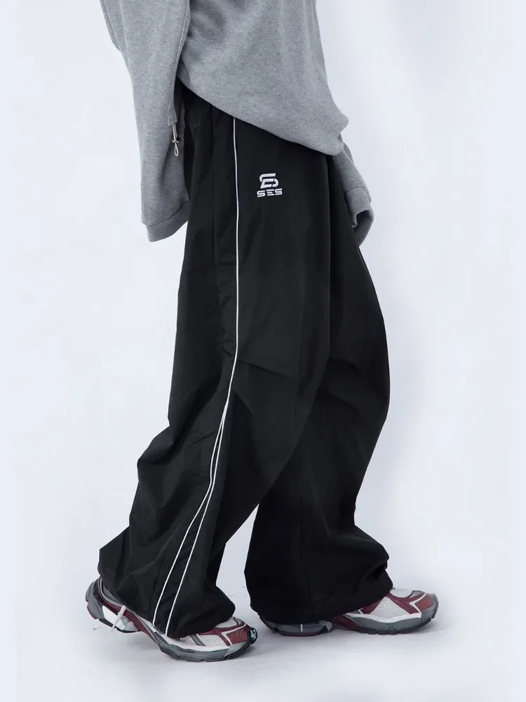 

Брюки-карго HOUZHOU женские черные большого размера, мешковатые уличные штаны Y2k, винтажные спортивные широкие джоггеры с парашютом