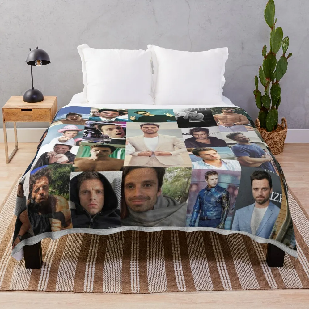 

Sebastian Stan Collage Throw Blanket Extra Large Throw Blanket Sofa Blankets