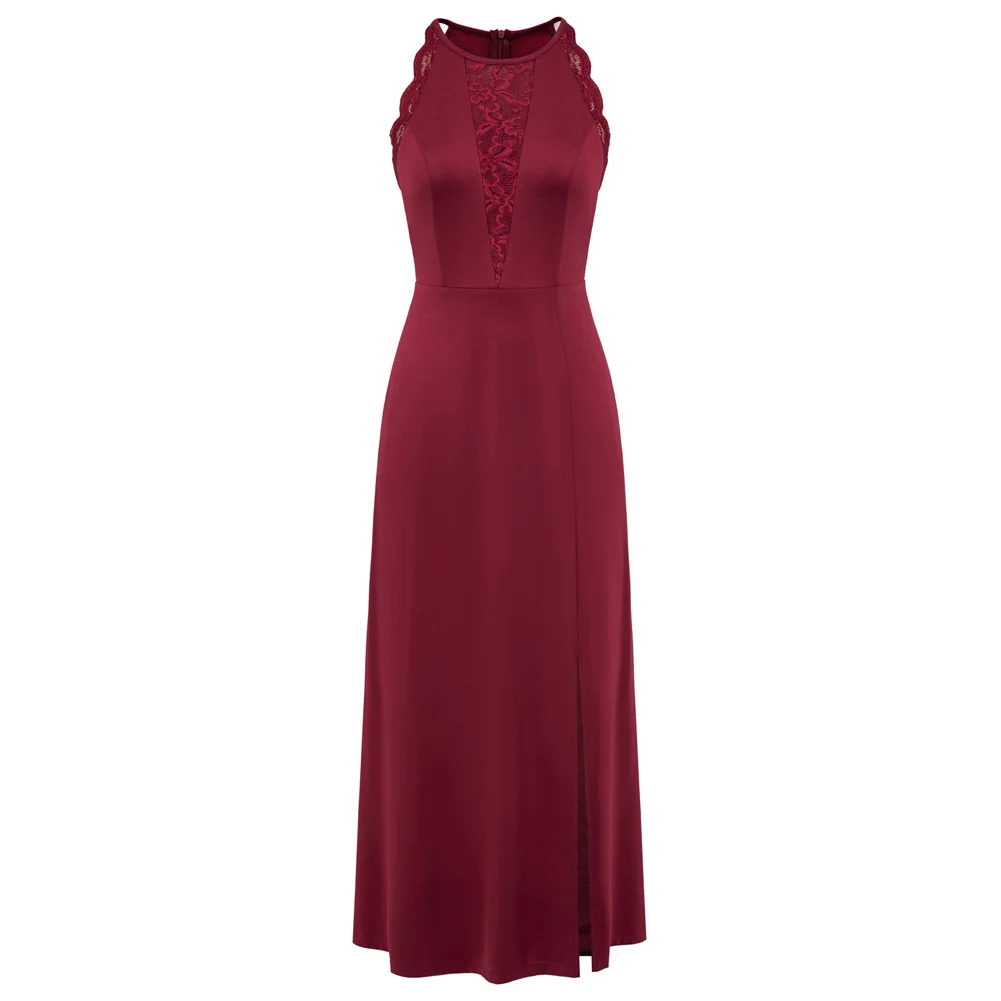 GK Women Lace Patchwork Party Dress Front Slit Halterneck Maxi Dress Split Formal Dress For Wedding Guest Cocktail Evening Party
GK Women Lace Patchwork Party Dress Front Slit Halterneck Maxi Dress Split Formal Dress For Wedding Guest Cocktail Evening Party