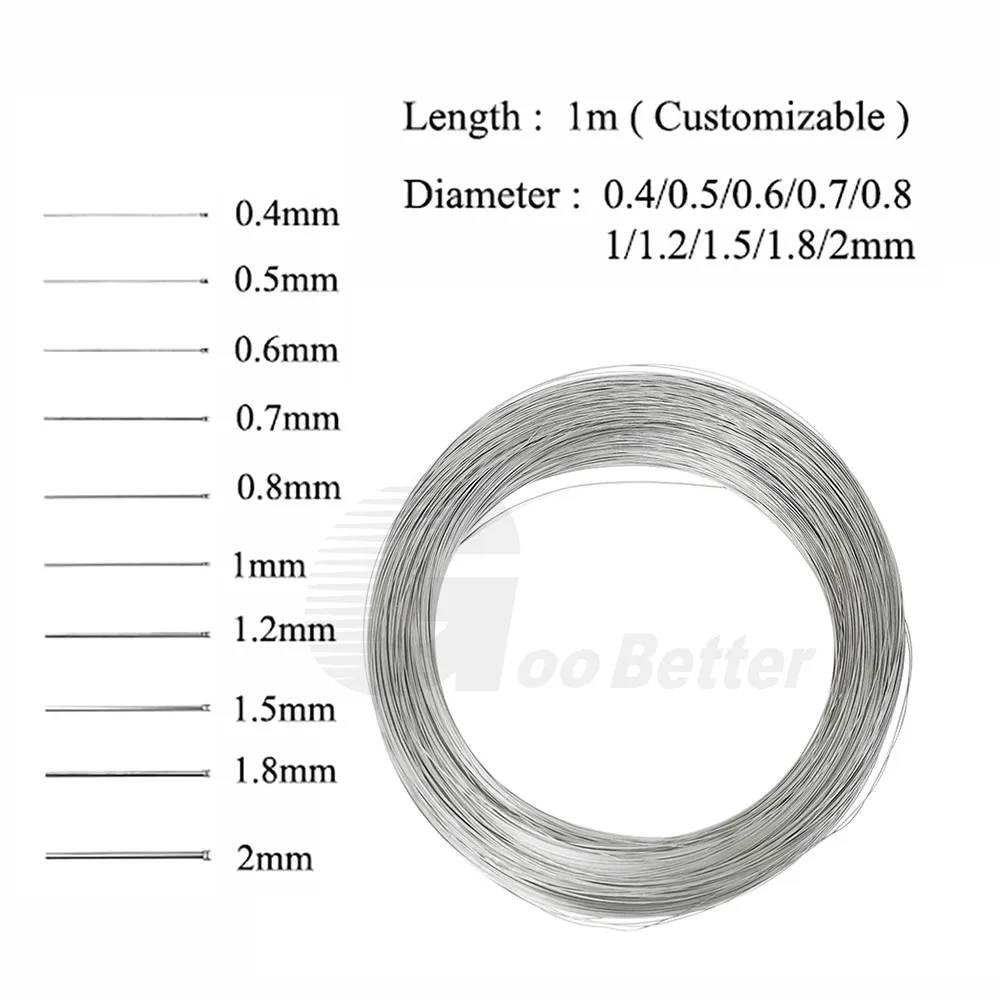 

1M 304 Stainless Steel Spring Wire Hard Wire Full Hard Wire Diameter 0.4/0.5/0.6/0.7/0.8/1/1.2/1.5/1.8/2mm Spring Steel Wire