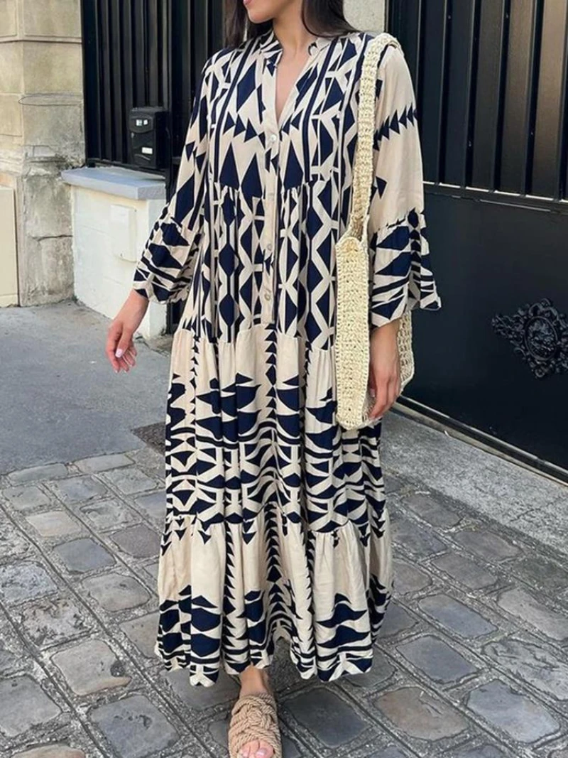 Elegant Summer Maxi Dress Women Vintage Geometric V Neck Boho Beach Long Loose Dresses 2023 Casual Streetwear Female Vestidos
Elegant Summer Maxi Dress Women Vintage Geometric V Neck Boho Beach Long Loose Dresses 2023 Casual Streetwear Female Vestidos