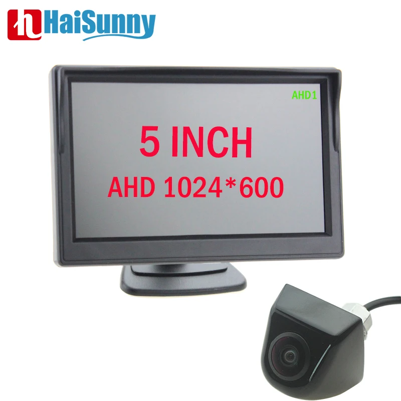 

5-дюймовый монитор AHD с камерой заднего вида автомобиля 1280x720P, объектив «рыбий глаз» с углом обзора 170 ° и ночным видением, HD камера заднего вида для транспортного средства, AHD